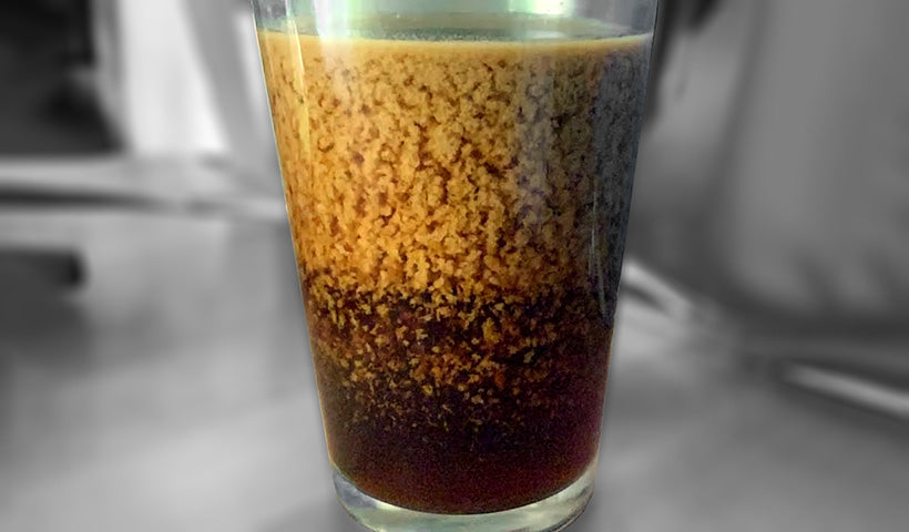 A coffee with soy milk that's curdled